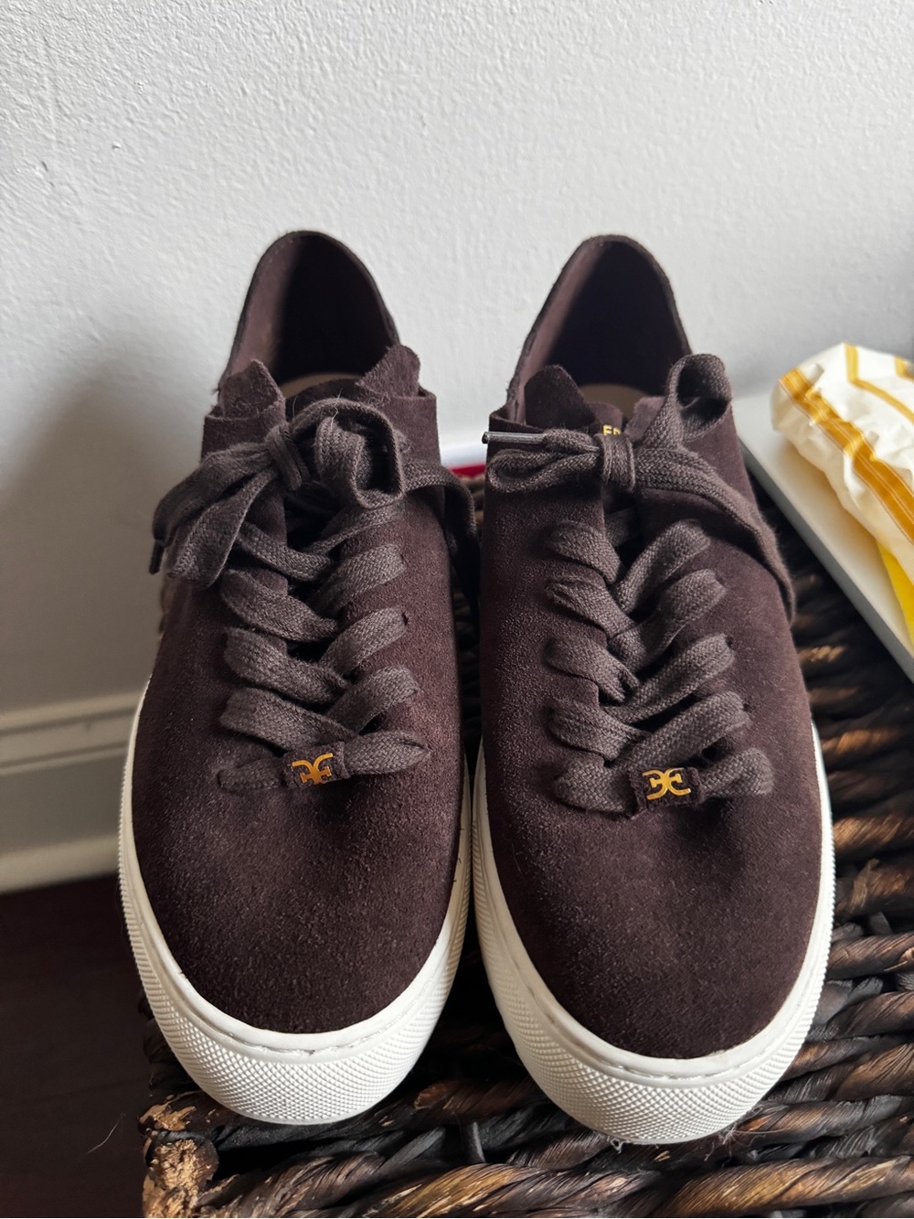 Sam Edelman Dark Brown Suede Low-Top Sneakers - 8